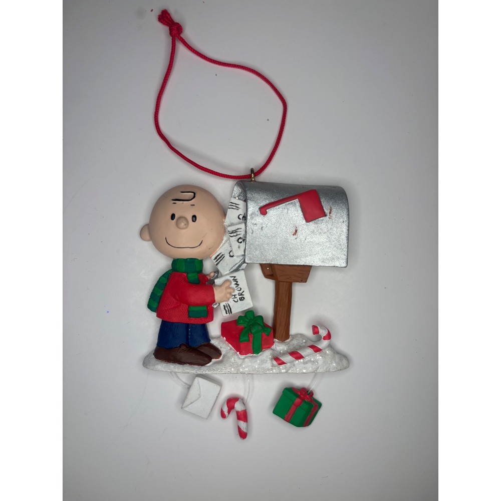 Peanuts Charlie Brown Christmas Ornament Mailbox Letters Dangles UFS Vintage